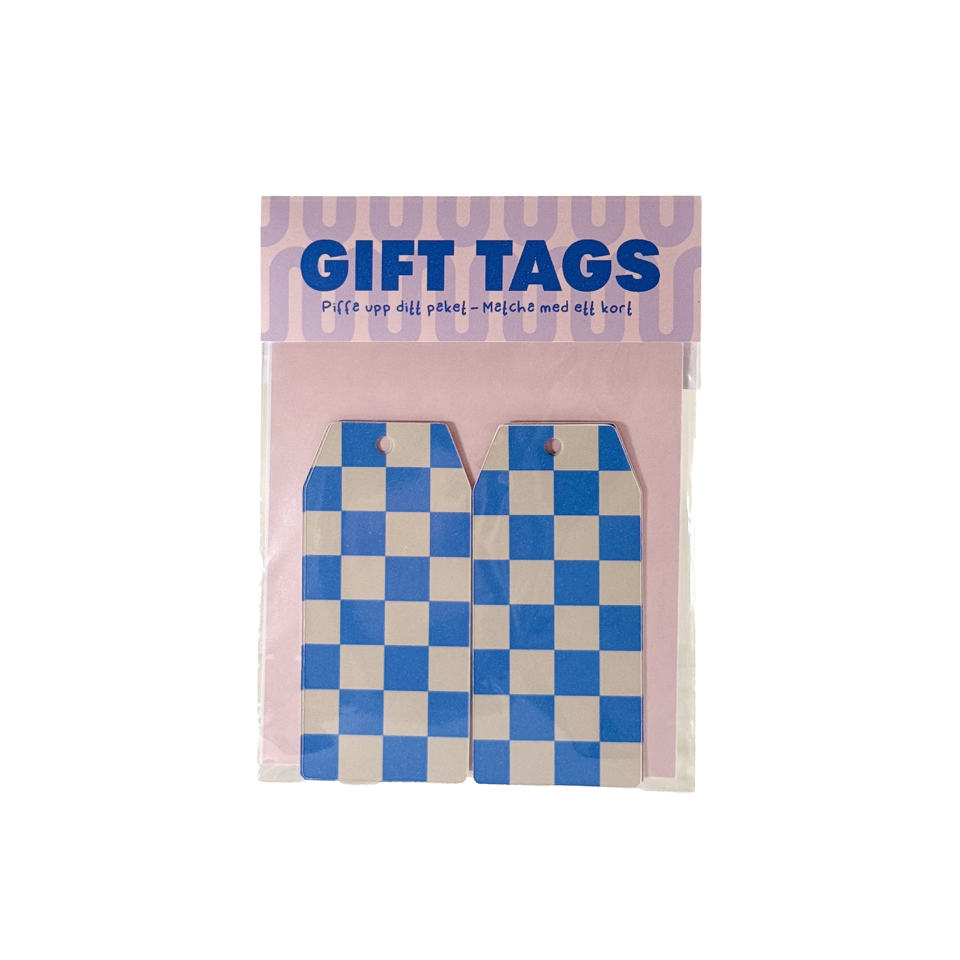 Gift Tag Rutig Blå